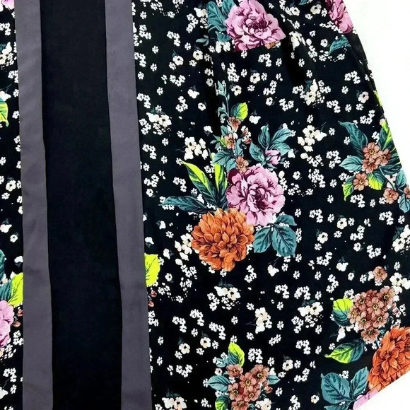 TORRID Womens Sz 1 Floral Goddess Tunic Hi Neck Georgette Black Sheer Halter Top - Picture 7 of 10